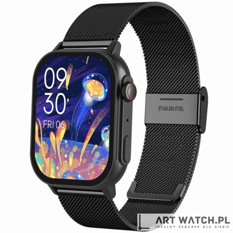 Smartwatch Gravity GT15-1 Czarny Pasek Silikonowy + Czarna Bransoleta