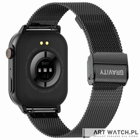 Smartwatch Gravity GT15-1 Czarny Pasek Silikonowy + Czarna Bransoleta