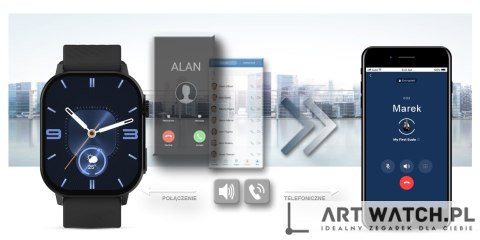 Smartwatch Gravity GT15-1 Czarny Pasek Silikonowy + Czarna Bransoleta
