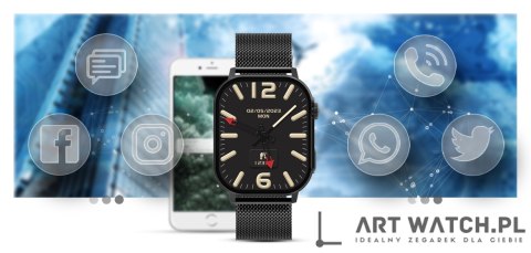 Smartwatch Gravity GT15-1 Czarny Pasek Silikonowy + Czarna Bransoleta