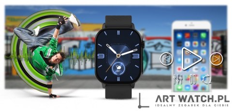 Smartwatch Gravity GT15-1 Czarny Pasek Silikonowy + Czarna Bransoleta