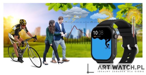 Smartwatch Gravity GT15-1 Czarny Pasek Silikonowy + Czarna Bransoleta