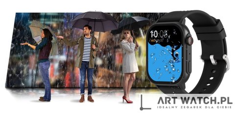 Smartwatch Gravity GT15-1 Czarny Pasek Silikonowy + Czarna Bransoleta