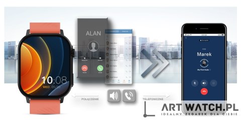 Smartwatch Gravity GT15-3 Czerwony Pasek Silikonowy + Czarna Bransoleta
