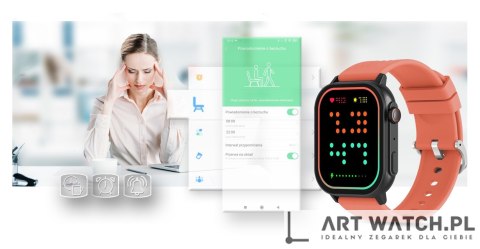 Smartwatch Gravity GT15-3 Czerwony Pasek Silikonowy + Czarna Bransoleta