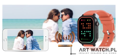 Smartwatch Gravity GT15-3 Czerwony Pasek Silikonowy + Czarna Bransoleta