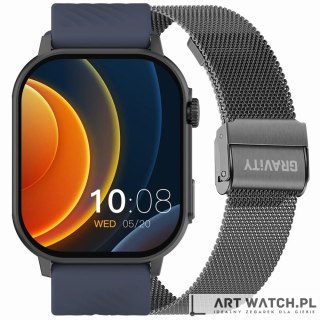 Smartwatch Gravity GT15-4 Niebieski Pasek Silikonowy + Tytanowa Bransoleta