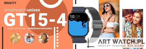 Smartwatch Gravity GT15-4 Niebieski Pasek Silikonowy + Tytanowa Bransoleta