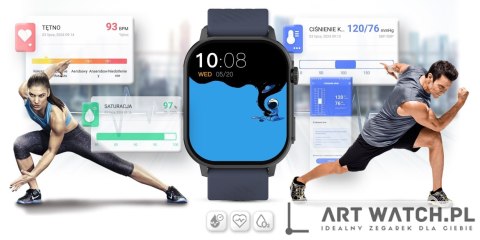 Smartwatch Gravity GT15-4 Niebieski Pasek Silikonowy + Tytanowa Bransoleta