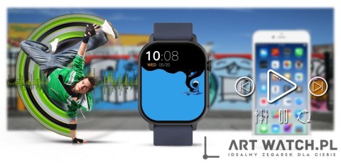 Smartwatch Gravity GT15-4 Niebieski Pasek Silikonowy + Tytanowa Bransoleta