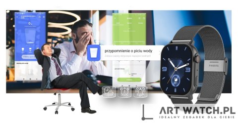 Smartwatch Gravity GT15-4 Niebieski Pasek Silikonowy + Tytanowa Bransoleta