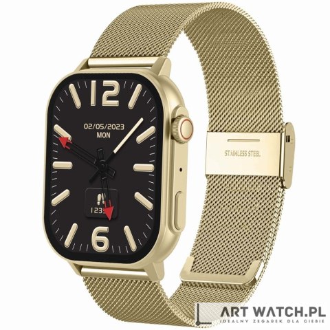 Smartwatch Gravity GT15-7 Różowy Pasek Silikonowy + Złota Bransoleta