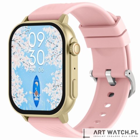 Smartwatch Gravity GT15-7 Różowy Pasek Silikonowy + Złota Bransoleta