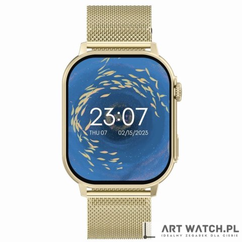 Smartwatch Gravity GT15-7 Różowy Pasek Silikonowy + Złota Bransoleta