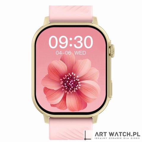 Smartwatch Gravity GT15-7 Różowy Pasek Silikonowy + Złota Bransoleta