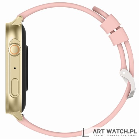 Smartwatch Gravity GT15-7 Różowy Pasek Silikonowy + Złota Bransoleta