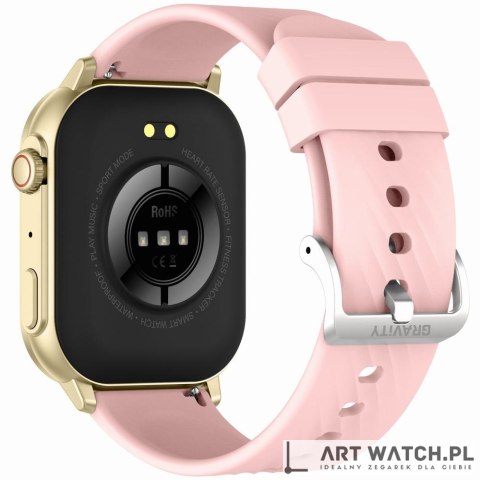 Smartwatch Gravity GT15-7 Różowy Pasek Silikonowy + Złota Bransoleta
