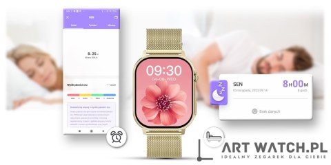 Smartwatch Gravity GT15-7 Różowy Pasek Silikonowy + Złota Bransoleta