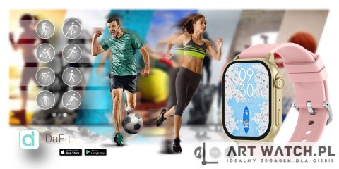 Smartwatch Gravity GT15-7 Różowy Pasek Silikonowy + Złota Bransoleta