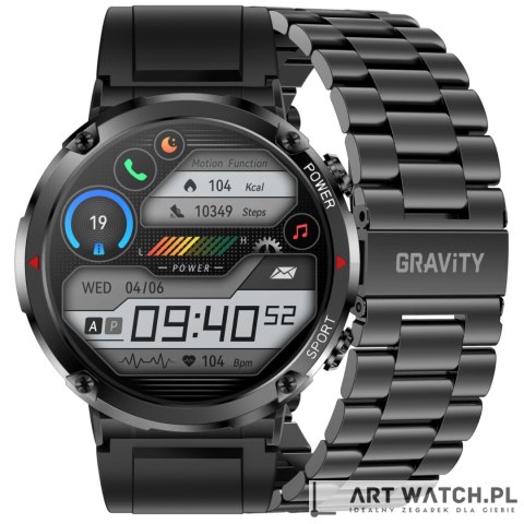 Smartwatch Gravity GT21-1+ Czarny Pasek Silikonowy