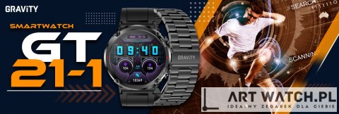 Smartwatch Gravity GT21-1+ Czarny Pasek Silikonowy