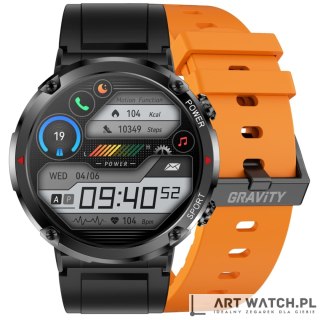 Smartwatch Gravity GT21-2 + Pomarańczowy Pasek Silikonowy