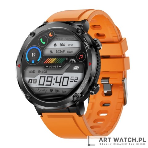 Smartwatch Gravity GT21-2 + Pomarańczowy Pasek Silikonowy