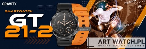 Smartwatch Gravity GT21-2 + Pomarańczowy Pasek Silikonowy