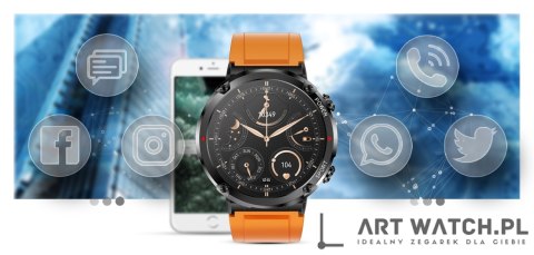 Smartwatch Gravity GT21-2 + Pomarańczowy Pasek Silikonowy