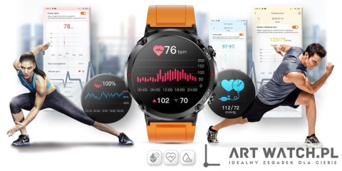 Smartwatch Gravity GT21-2 + Pomarańczowy Pasek Silikonowy