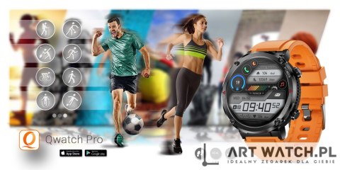 Smartwatch Gravity GT21-2 + Pomarańczowy Pasek Silikonowy