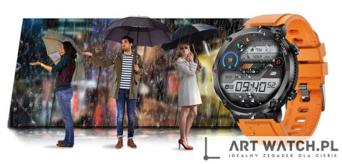 Smartwatch Gravity GT21-2 + Pomarańczowy Pasek Silikonowy