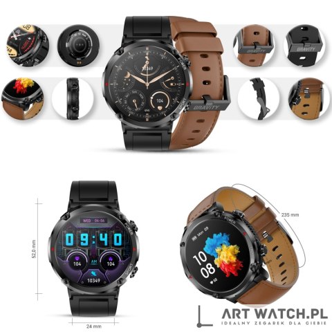 Smartwatch Gravity GT21-4 + Czarny Pasek Silikonowy