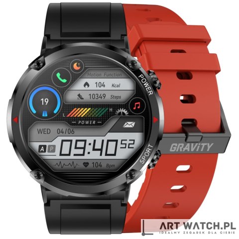 Smartwatch Gravity GT21-6 + Czerwony Pasek Silikonowy
