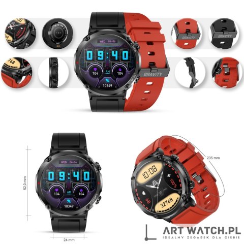 Smartwatch Gravity GT21-6 + Czerwony Pasek Silikonowy