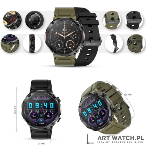 Smartwatch Gravity GT21-7 + Czarny Pasek Silikonowy