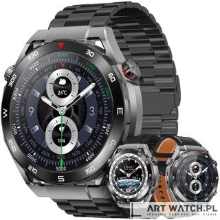 Smartwatch VELTORI VT100-1 + Czarny Pasek Silikonowy + Czarny Eko Skóra