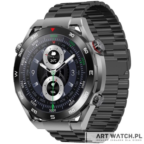 Smartwatch VELTORI VT100-1 + Czarny Pasek Silikonowy + Czarny Eko Skóra
