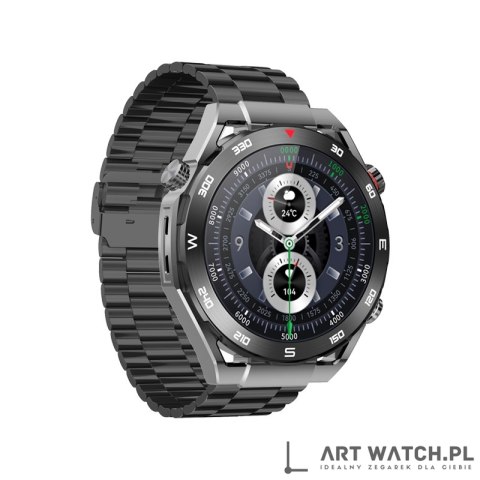 Smartwatch VELTORI VT100-1 + Czarny Pasek Silikonowy + Czarny Eko Skóra