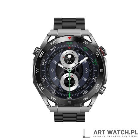 Smartwatch VELTORI VT100-1 + Czarny Pasek Silikonowy + Czarny Eko Skóra