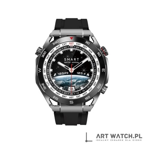 Smartwatch VELTORI VT100-1 + Czarny Pasek Silikonowy + Czarny Eko Skóra