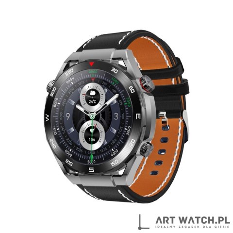 Smartwatch VELTORI VT100-1 + Czarny Pasek Silikonowy + Czarny Eko Skóra