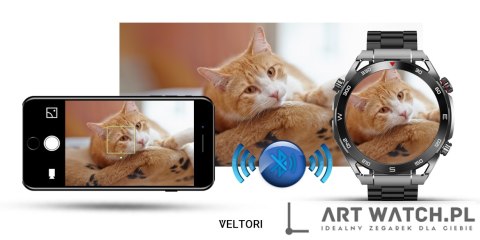 Smartwatch VELTORI VT100-1 + Czarny Pasek Silikonowy + Czarny Eko Skóra