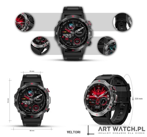 Smartwatch VELTORI VT110-1 Czarny Pasek Silikonowy