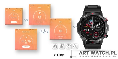 Smartwatch VELTORI VT110-1 Czarny Pasek Silikonowy