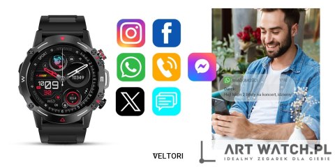 Smartwatch VELTORI VT110-1 Czarny Pasek Silikonowy
