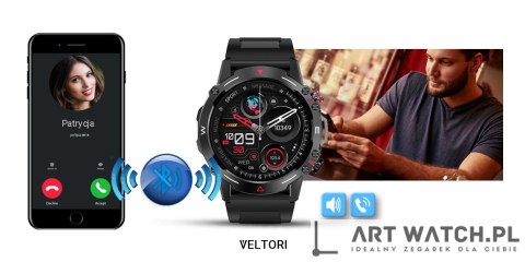Smartwatch VELTORI VT110-1 Czarny Pasek Silikonowy