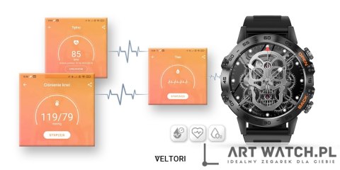 Smartwatch VELTORI VT120-1 Czarny Pasek Silikonowy