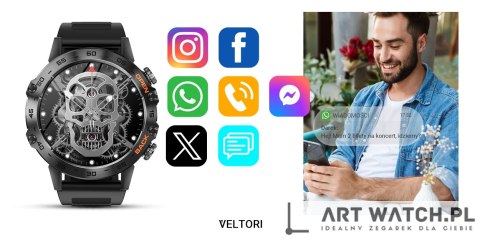 Smartwatch VELTORI VT120-1 Czarny Pasek Silikonowy