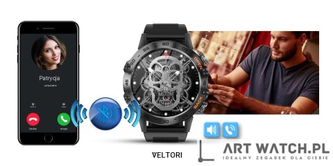 Smartwatch VELTORI VT120-1 Czarny Pasek Silikonowy